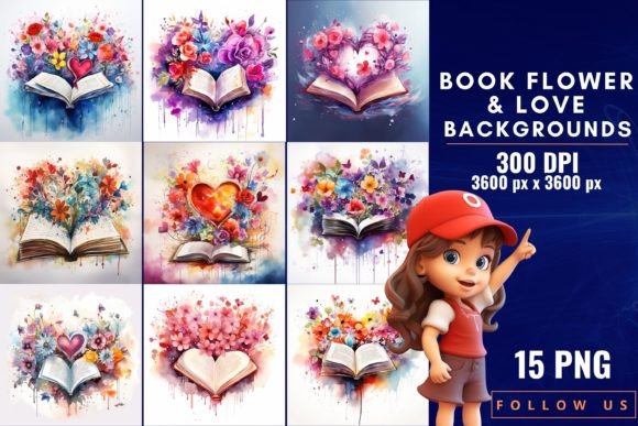 Book Flower & Love Backgrounds: Digital Romance for Designers