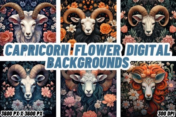 Celestial Blooms: Using Capricorn Flower Digital Backgrounds