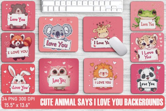 Cute Animal Says I Love You Backgrounds: A Designer's Playful Toolkit