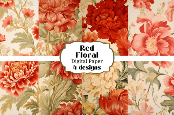 Elevate Your Projects with Beautiful Red Floral Journal Backgrounds