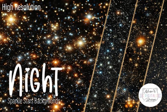 Enchant Your Designs with the Night Sparkle Stars Backgrounds Set