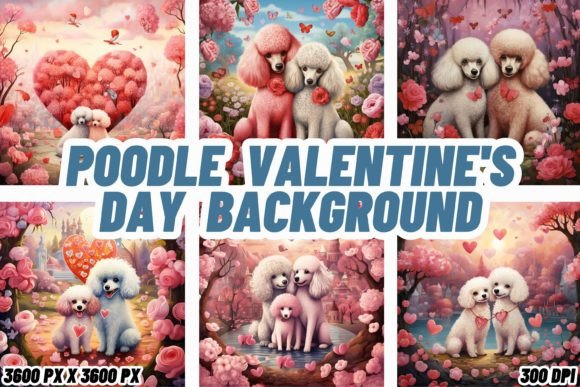 Poodle Valentine's Day Backgrounds: Fluffy Affection for Your Designs