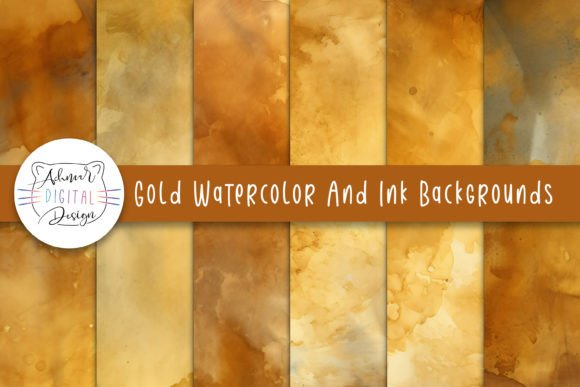 The Allure of Gold Watercolor and Ink Backgrounds