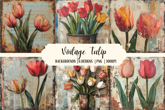 Unleash Creativity with Vintage Tulip Backgrounds for Designers
