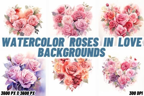 Watercolor Roses in Love Backgrounds: A Digital Romance