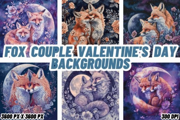 Woodland Romance: Fox Couple Valentine's Day Backgrounds
